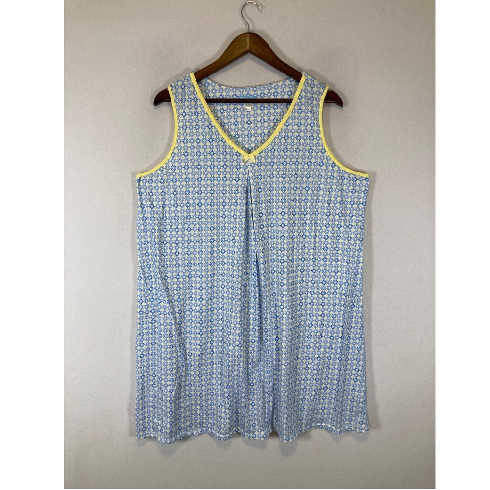 Grannycore Celestial Dreams Women 2X Blue Yellow Floral Sleeveless Nightgown